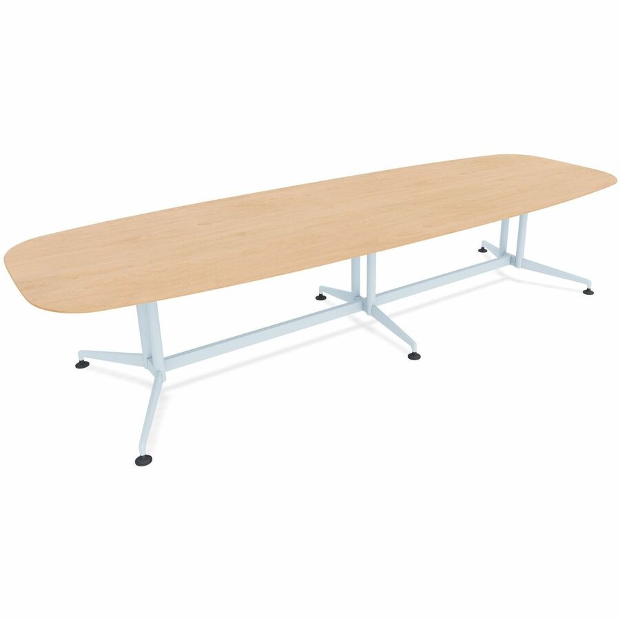 Special-T ZIA Series Conference Table, Elipse Top, 12 ft x 48", 29" Height, Kensington Maple HPL, Powder Coated Double Column Cast Aluminum/Steel Base, 2 Tables per Bundle