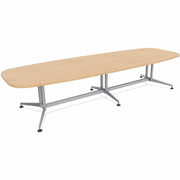 Special-T ZIA Series Conference Table, Elipse Top, 10 ft x 48", 29" Height, Kensington Maple HPL, Powder Coated Double Column Cast Aluminum/Steel Base, 2 per Bundle