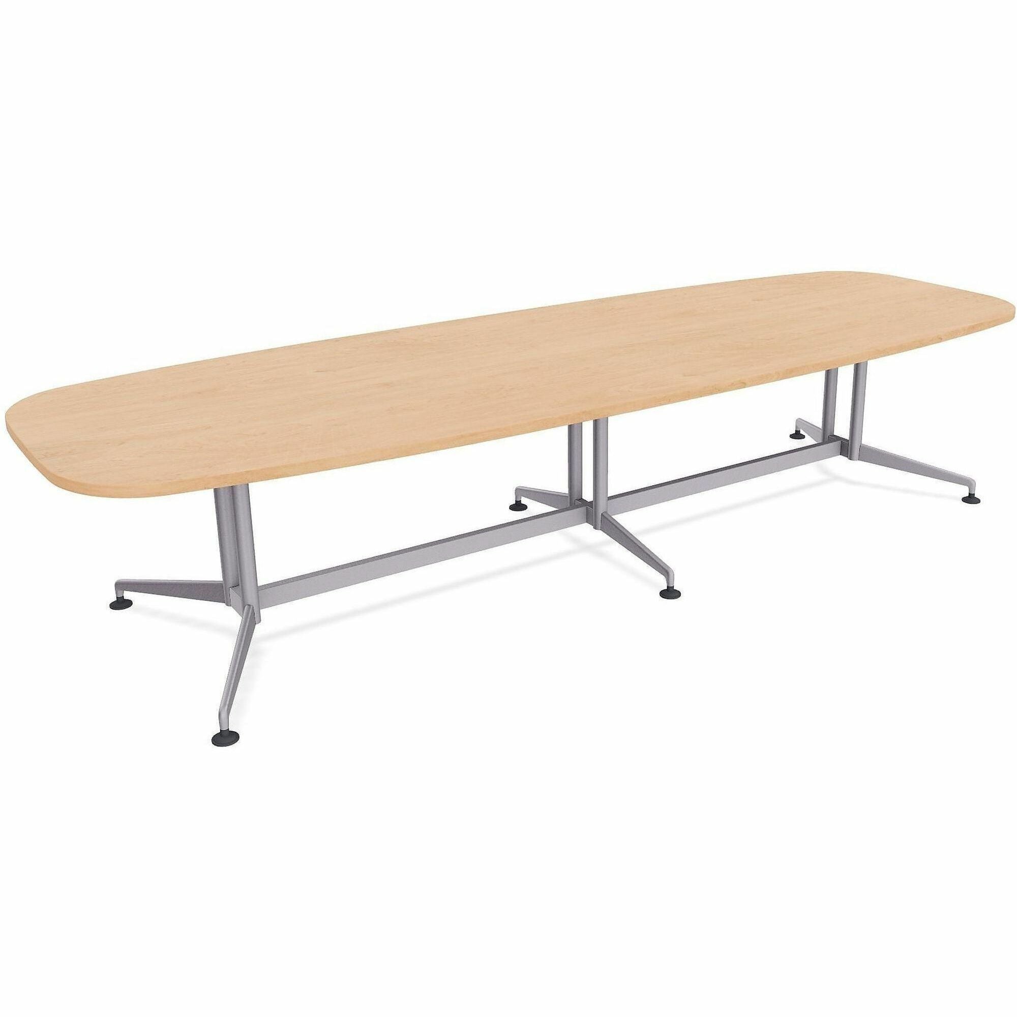 Special-T ZIA Series Conference Table, Elipse Top, 10 ft x 48", 29" Height, Kensington Maple HPL, Powder Coated Double Column Cast Aluminum/Steel Base, 2 per Bundle