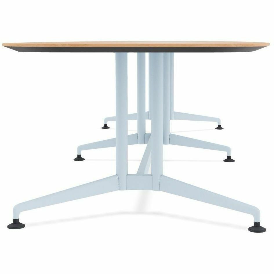 Special-T ZIA Series Conference Table, Elipse Top, 10 ft x 48", 29" Height, Kensington Maple HPL, Powder Coated Double Column Cast Aluminum/Steel Base, 2 per Bundle