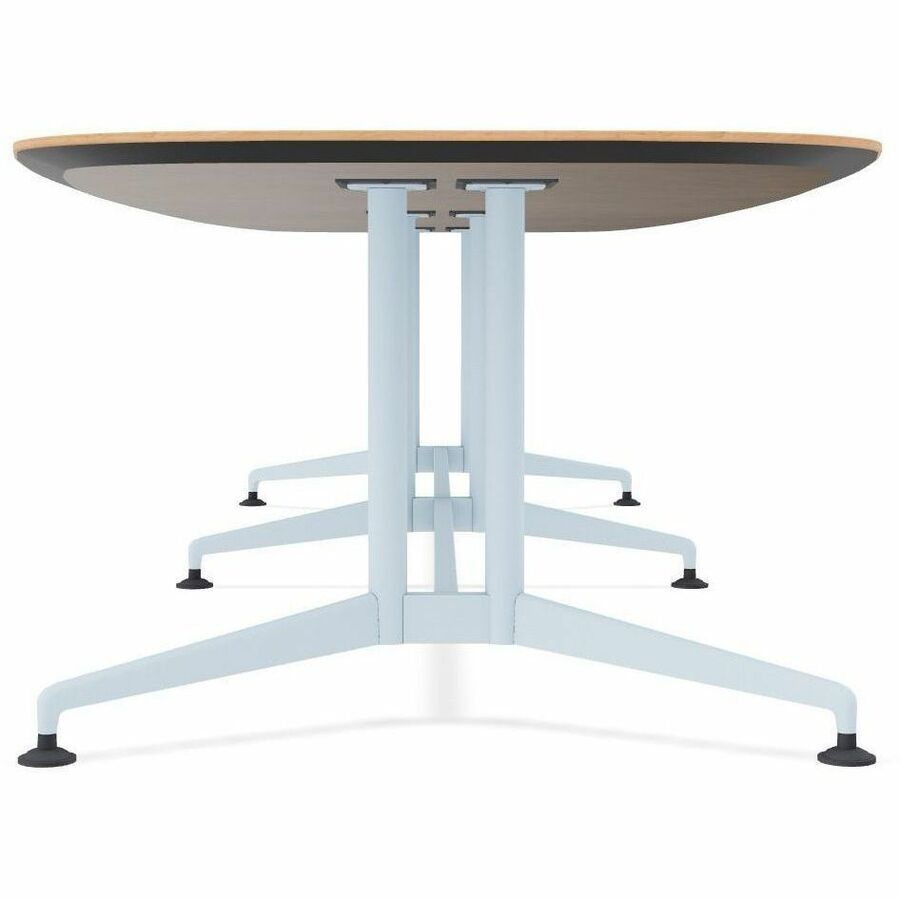 Special-T ZIA Series Conference Table, Elipse Top, 10 ft x 48", 29" Height, Kensington Maple HPL, Powder Coated Double Column Cast Aluminum/Steel Base, 2 per Bundle