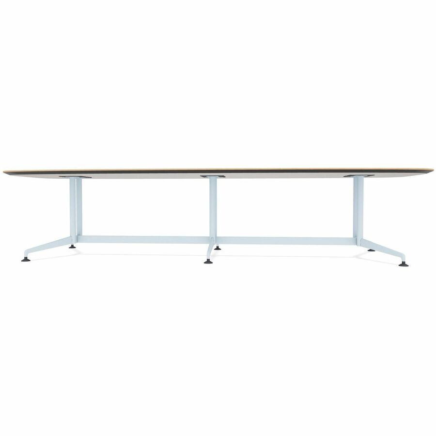 Special-T ZIA Series Conference Table, Elipse Top, 10 ft x 48", 29" Height, Kensington Maple HPL, Powder Coated Double Column Cast Aluminum/Steel Base, 2 per Bundle
