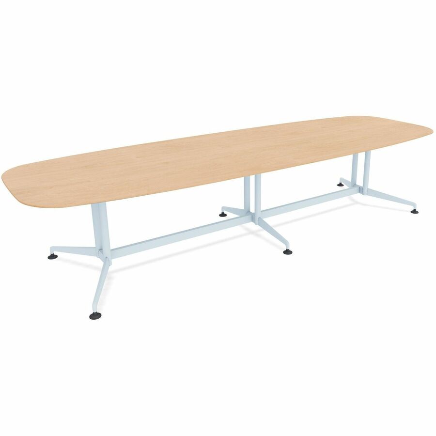 Special-T ZIA Series Conference Table, Elipse Top, 10 ft x 48", 29" Height, Kensington Maple HPL, Powder Coated Double Column Cast Aluminum/Steel Base, 2 per Bundle
