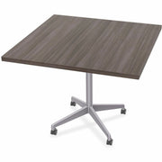 Special-T ZIA Series Hospitality Tables Collection, Square Top, 42" x 42", 29" Height, Gray Driftwood High Pressure Laminate, Powder Coated X-shaped Cast Aluminum/Steel Base, Mid-Century Modern Style, 6 Tables per Bundle