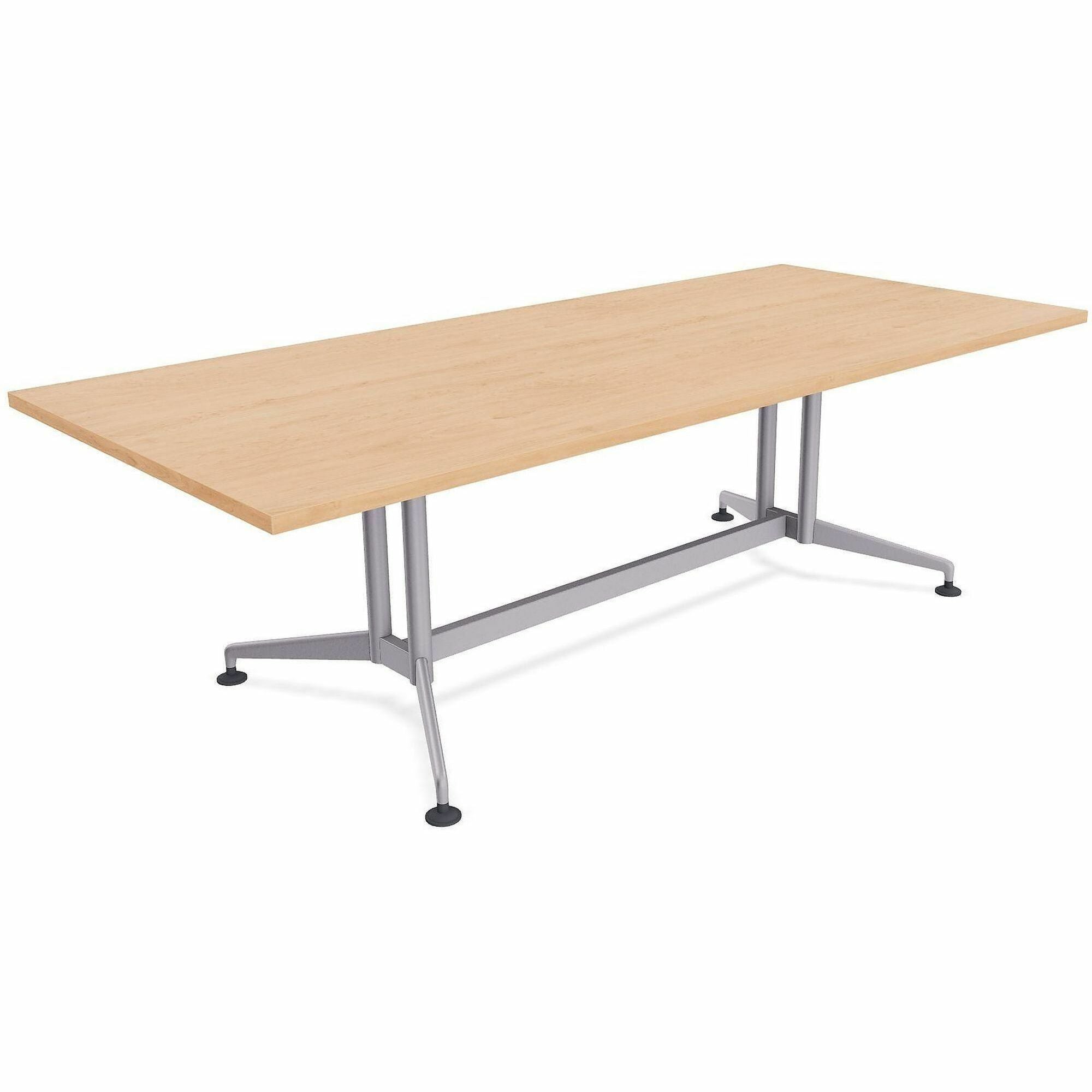 Special-T ZIA Series Conference Table, Rectangle Top, 96" W x 48" D x 29" H, Kensington Maple High Pressure Laminate, Powder Coated Double Column Cast Aluminum/Steel Base, 2 Tables per Bundle