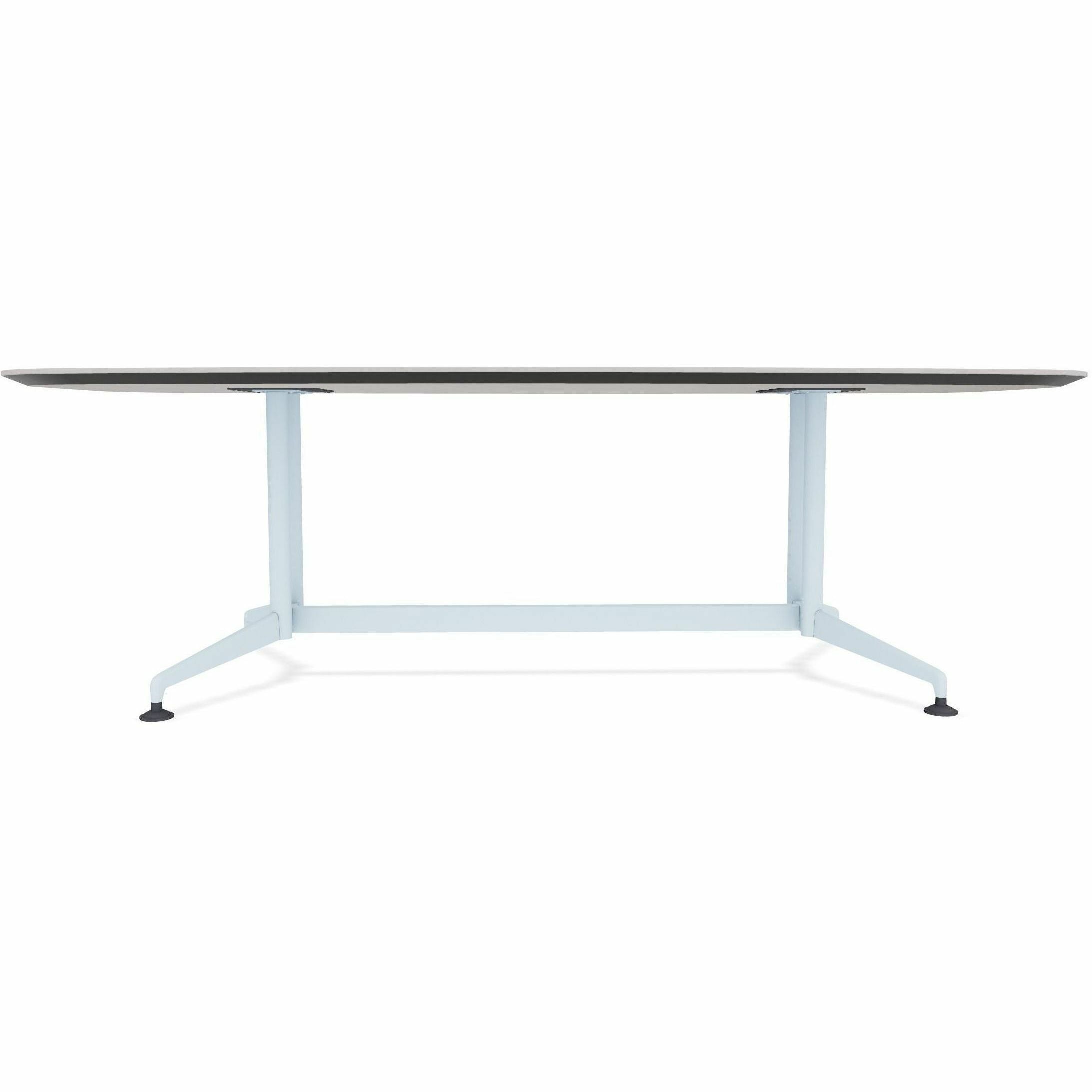 Special-T ZIA Series Conference Table, Elipse Top, 84" W x 48" D x 29" H, Gray High Pressure Laminate, Powder Coated Double Column Cast Aluminum/Steel Base, 2 Tables per Bundle