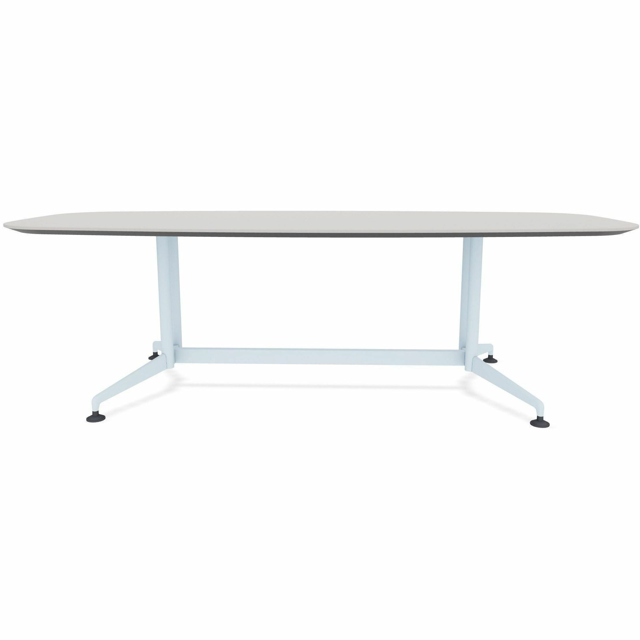 Special-T ZIA Series Conference Table, Elipse Top, 84" W x 48" D x 29" H, Gray High Pressure Laminate, Powder Coated Double Column Cast Aluminum/Steel Base, 2 Tables per Bundle