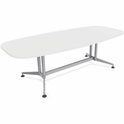Special-T ZIA Series Conference Tables Collection, Elipse Top, Powder Coated Double Column Base, 96" W x 48" D x 29" H, White High Pressure Laminate, Cast Aluminum & Steel Base, 2 Tables per Bundle