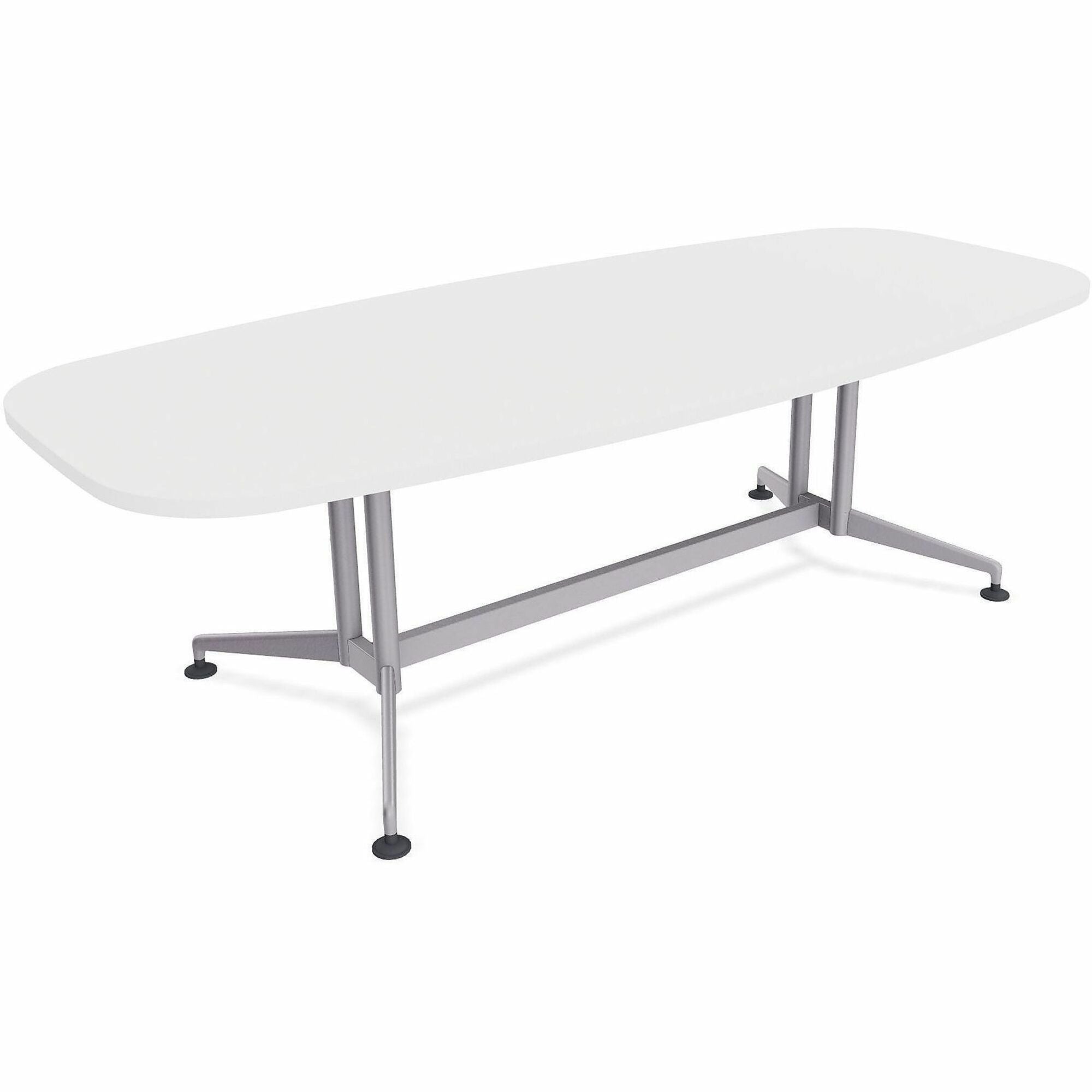 Special-T ZIA Series Conference Tables Collection, Elipse Top, Powder Coated Double Column Base, 96" W x 48" D x 29" H, White High Pressure Laminate, Cast Aluminum & Steel Base, 2 Tables per Bundle