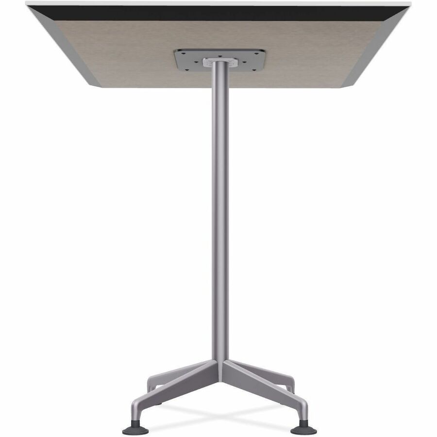 Special-T ZIA Series Hospitality Tables, Square 36"x36" Top, 42" Height, White High Pressure Laminate, Powder Coated X-Shaped Cast Aluminum/Steel Base, Mid-Century Modern Style, 8 per Bundle