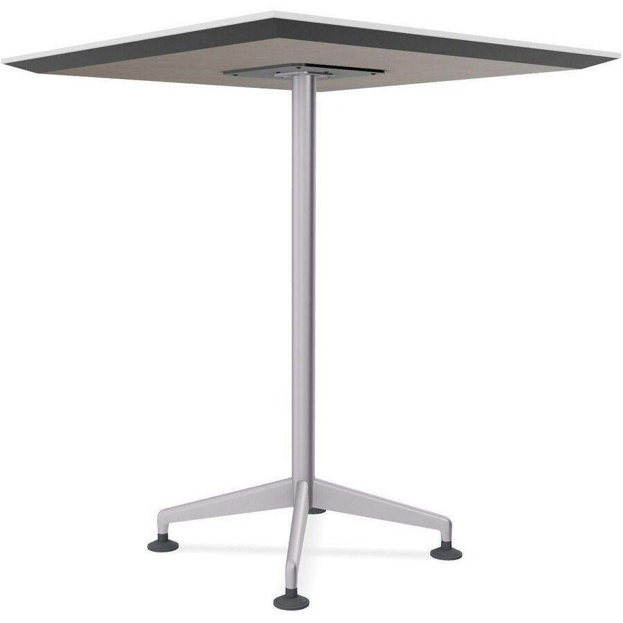 Special-T ZIA Series Hospitality Tables, Square 36"x36" Top, 42" Height, White High Pressure Laminate, Powder Coated X-Shaped Cast Aluminum/Steel Base, Mid-Century Modern Style, 8 per Bundle