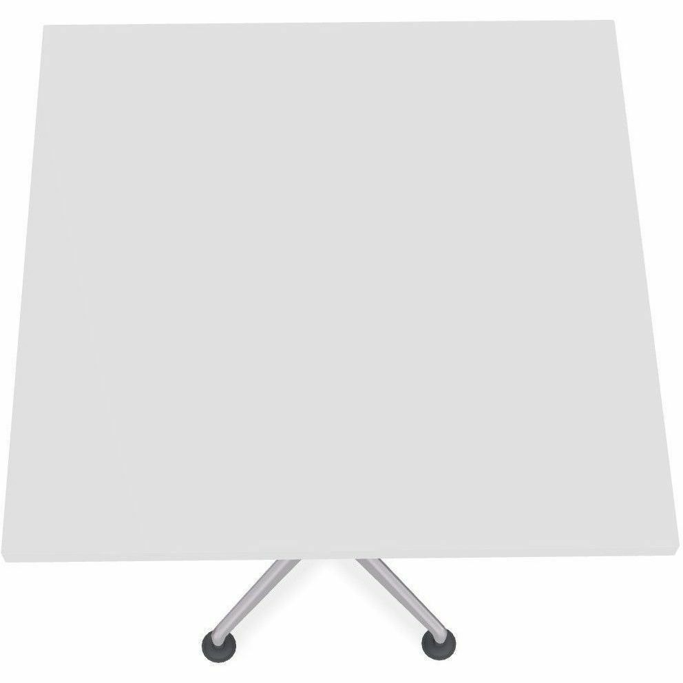 Special-T ZIA Series Hospitality Tables, Square 36"x36" Top, 42" Height, White High Pressure Laminate, Powder Coated X-Shaped Cast Aluminum/Steel Base, Mid-Century Modern Style, 8 per Bundle