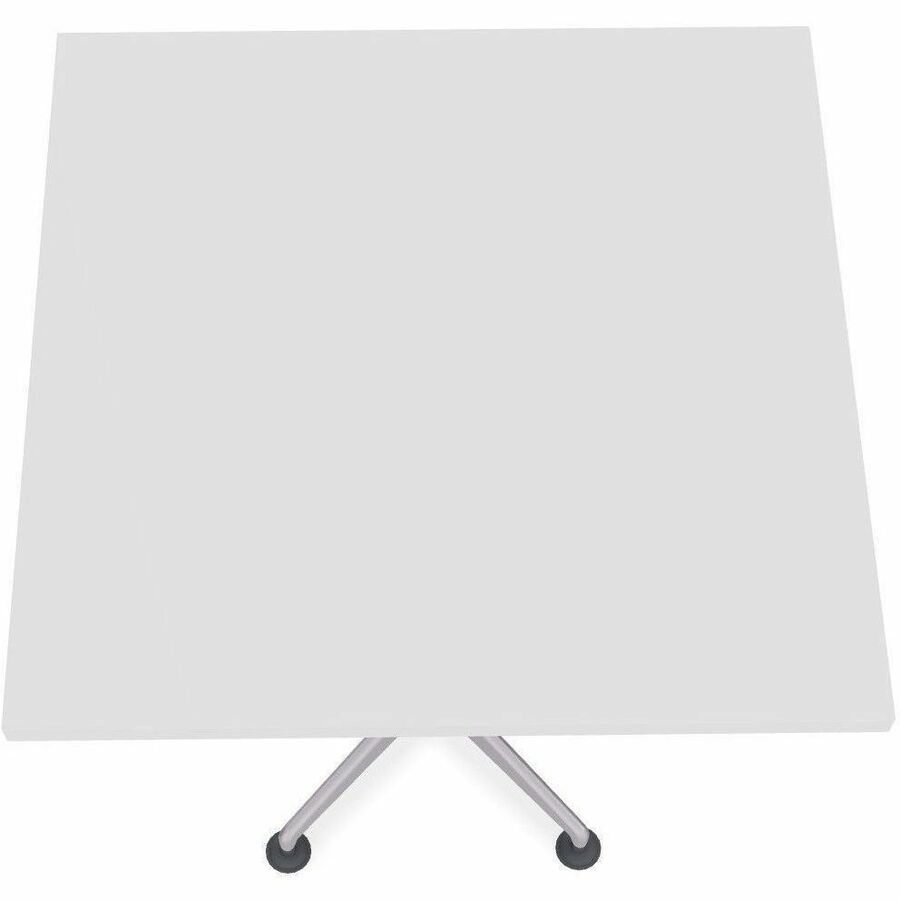 Special-T ZIA Series Hospitality Tables, Square 36"x36" Top, 42" Height, White High Pressure Laminate, Powder Coated X-Shaped Cast Aluminum/Steel Base, Mid-Century Modern Style, 8 per Bundle