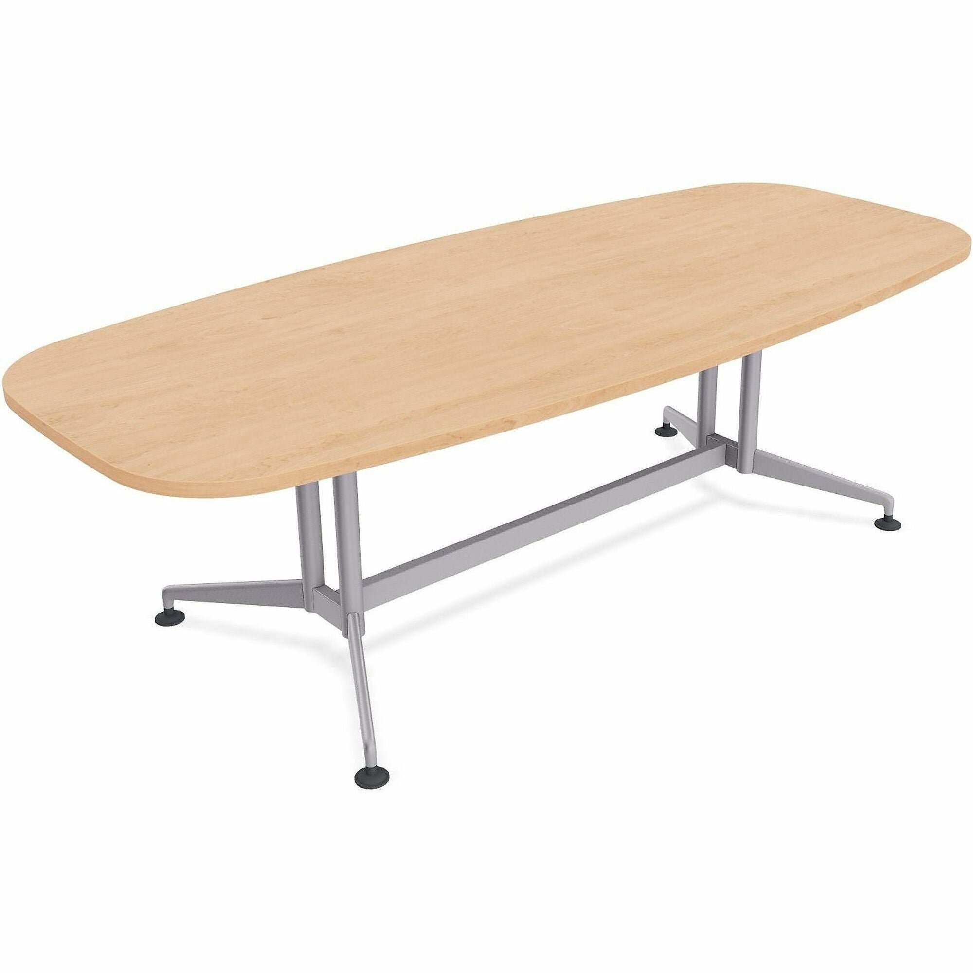 Special-T ZIA Series Conference Table, Elipse Top, 84"W x 48"D x 29"H, Kensington Maple HPL, Powder Coated Double Column Cast Aluminum/Steel Base, 2 Tables per Bundle