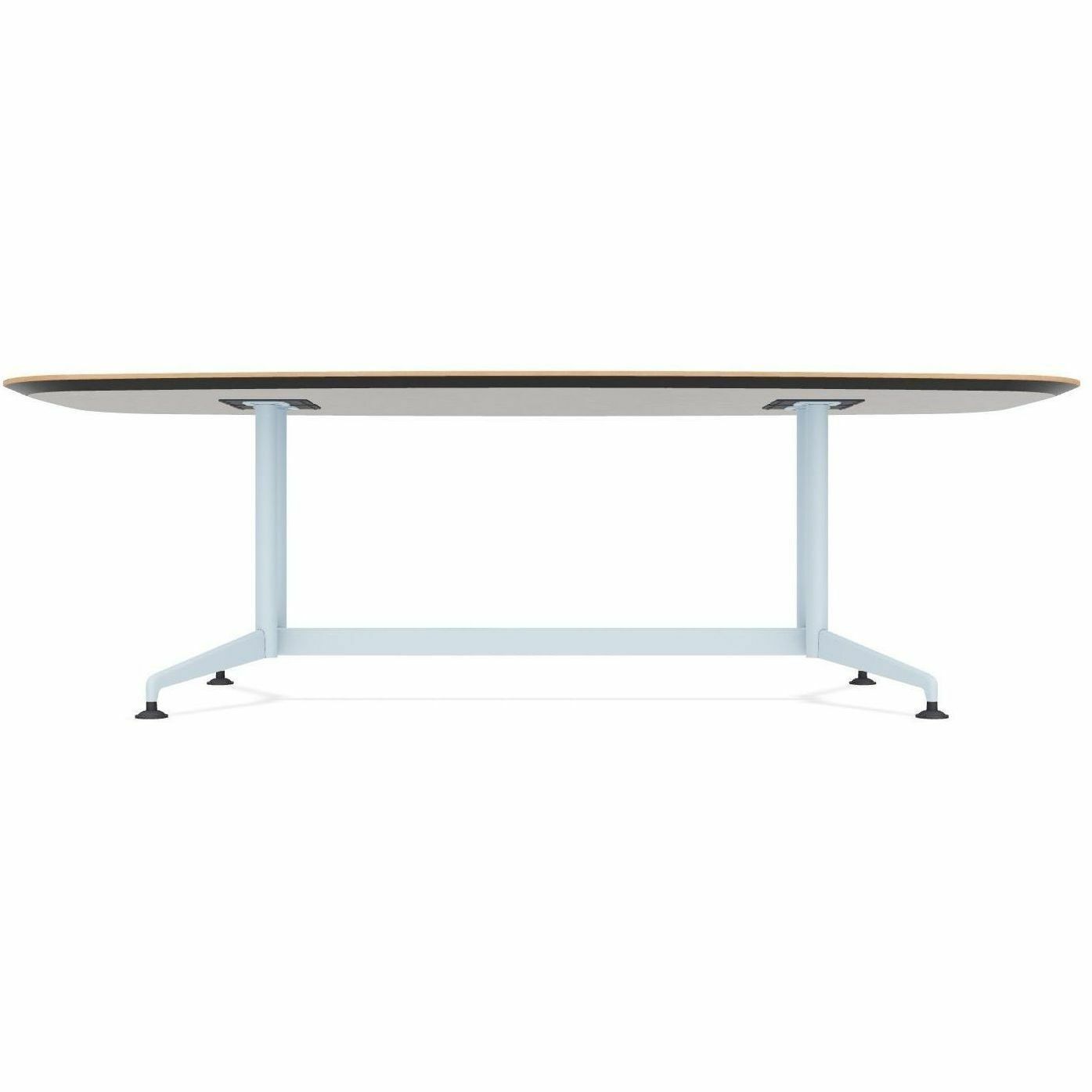 Special-T ZIA Series Conference Table, Elipse Top, 84"W x 48"D x 29"H, Kensington Maple HPL, Powder Coated Double Column Cast Aluminum/Steel Base, 2 Tables per Bundle