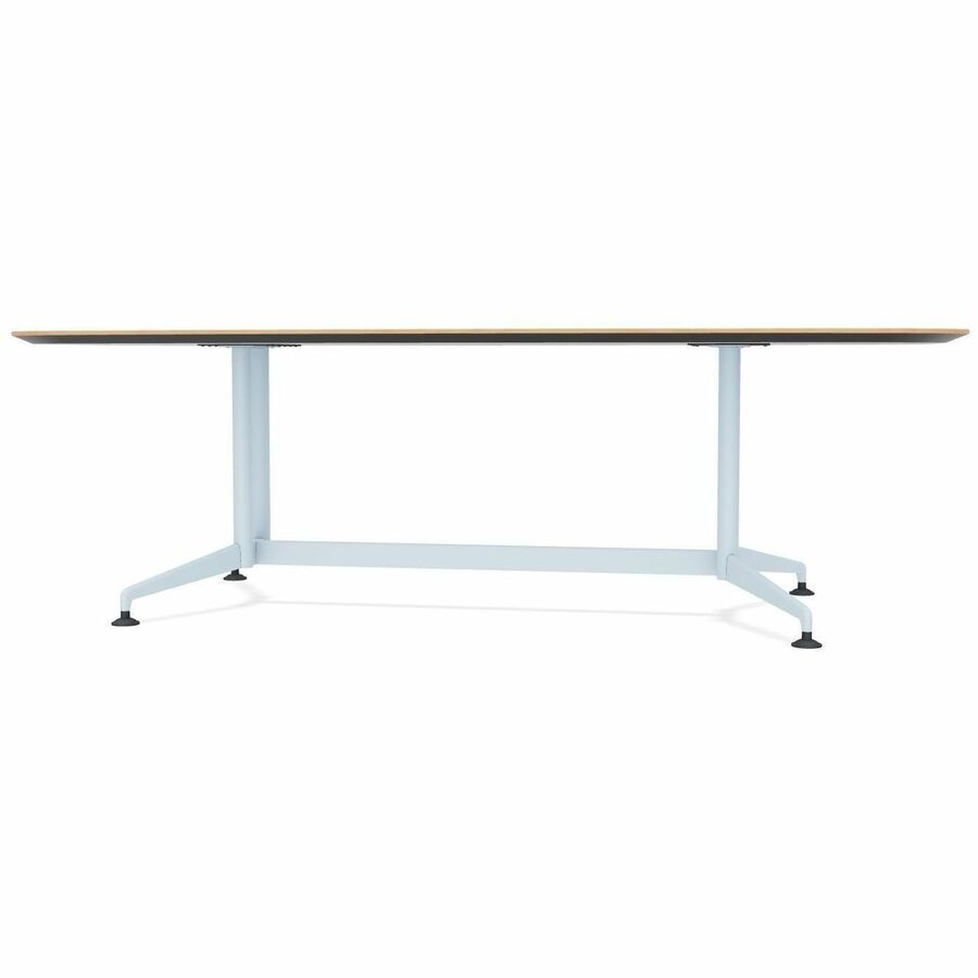 Special-T ZIA Series Conference Table, Elipse Top, 84"W x 48"D x 29"H, Kensington Maple HPL, Powder Coated Double Column Cast Aluminum/Steel Base, 2 Tables per Bundle
