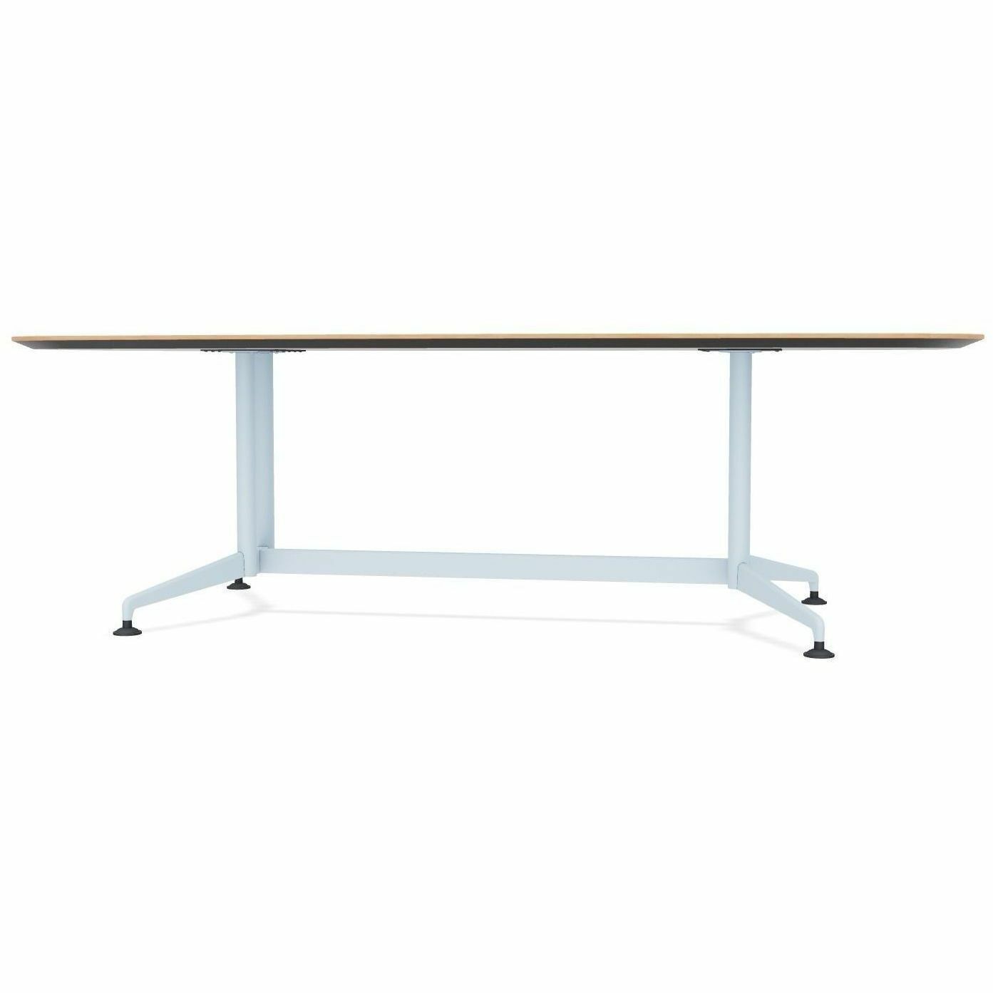 Special-T ZIA Series Conference Table, Elipse Top, 84"W x 48"D x 29"H, Kensington Maple HPL, Powder Coated Double Column Cast Aluminum/Steel Base, 2 Tables per Bundle