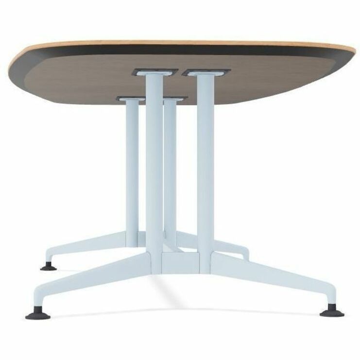 Special-T ZIA Series Conference Table, Elipse Top, 84"W x 48"D x 29"H, Kensington Maple HPL, Powder Coated Double Column Cast Aluminum/Steel Base, 2 Tables per Bundle