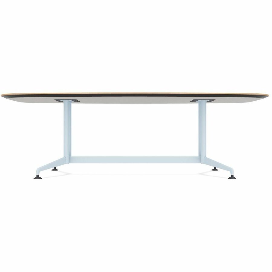Special-T ZIA Series Conference Table, Elipse Top, 84"W x 48"D x 29"H, Kensington Maple HPL, Powder Coated Double Column Cast Aluminum/Steel Base, 2 Tables per Bundle