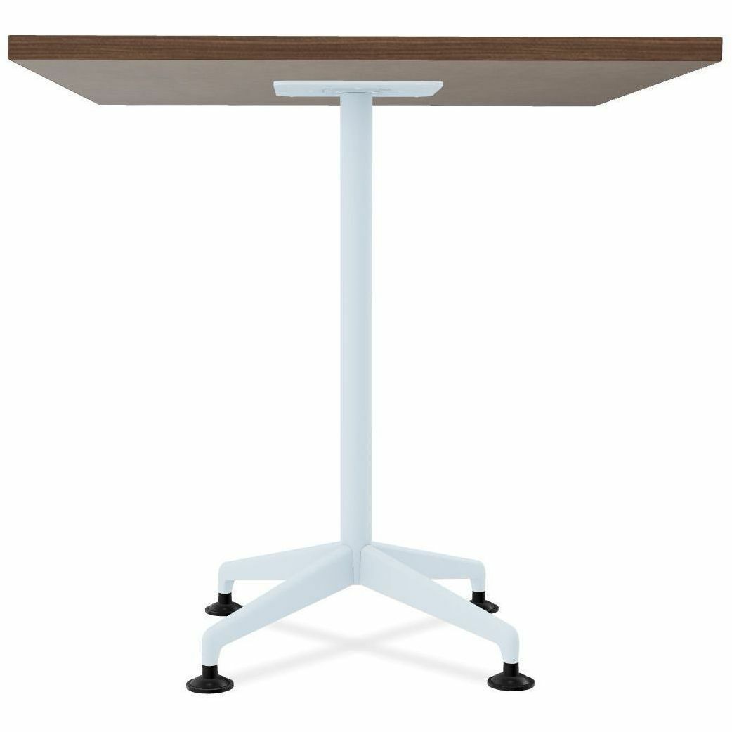 Special-T ZIA Series Hospitality Tables, Square 36"x36", 36" Height, Walnut High Pressure Laminate, Powder Coated X-Shaped Cast Aluminum/Steel Base, Mid-Century Modern Style, 8 per Bundle