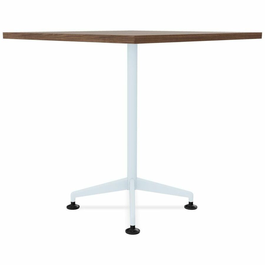 Special-T ZIA Series Hospitality Tables, Square 36"x36", 36" Height, Walnut High Pressure Laminate, Powder Coated X-Shaped Cast Aluminum/Steel Base, Mid-Century Modern Style, 8 per Bundle