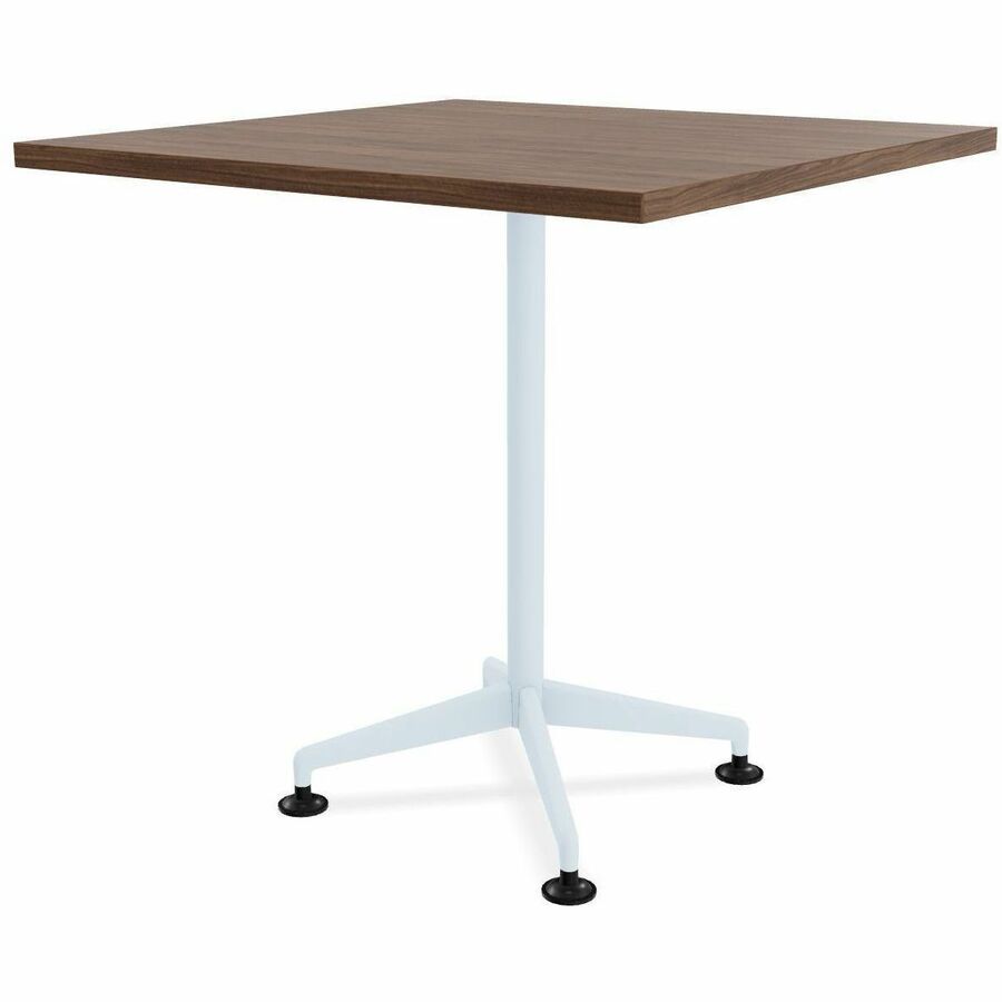 Special-T ZIA Series Hospitality Tables, Square 36"x36", 36" Height, Walnut High Pressure Laminate, Powder Coated X-Shaped Cast Aluminum/Steel Base, Mid-Century Modern Style, 8 per Bundle