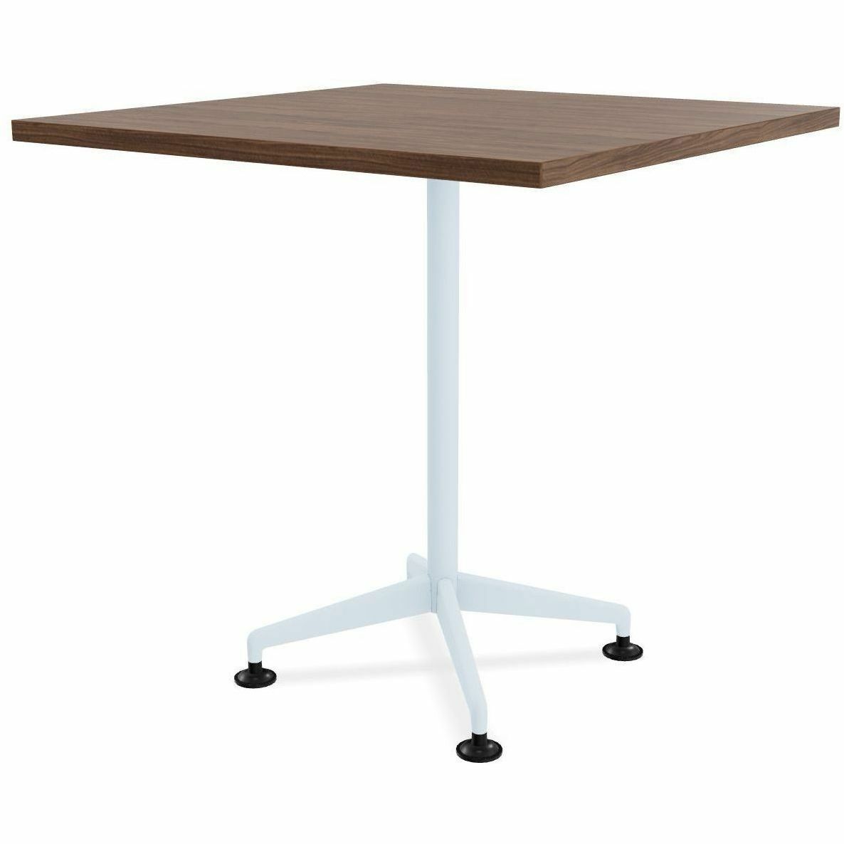 Special-T ZIA Series Hospitality Tables, Square 36"x36", 36" Height, Walnut High Pressure Laminate, Powder Coated X-Shaped Cast Aluminum/Steel Base, Mid-Century Modern Style, 8 per Bundle