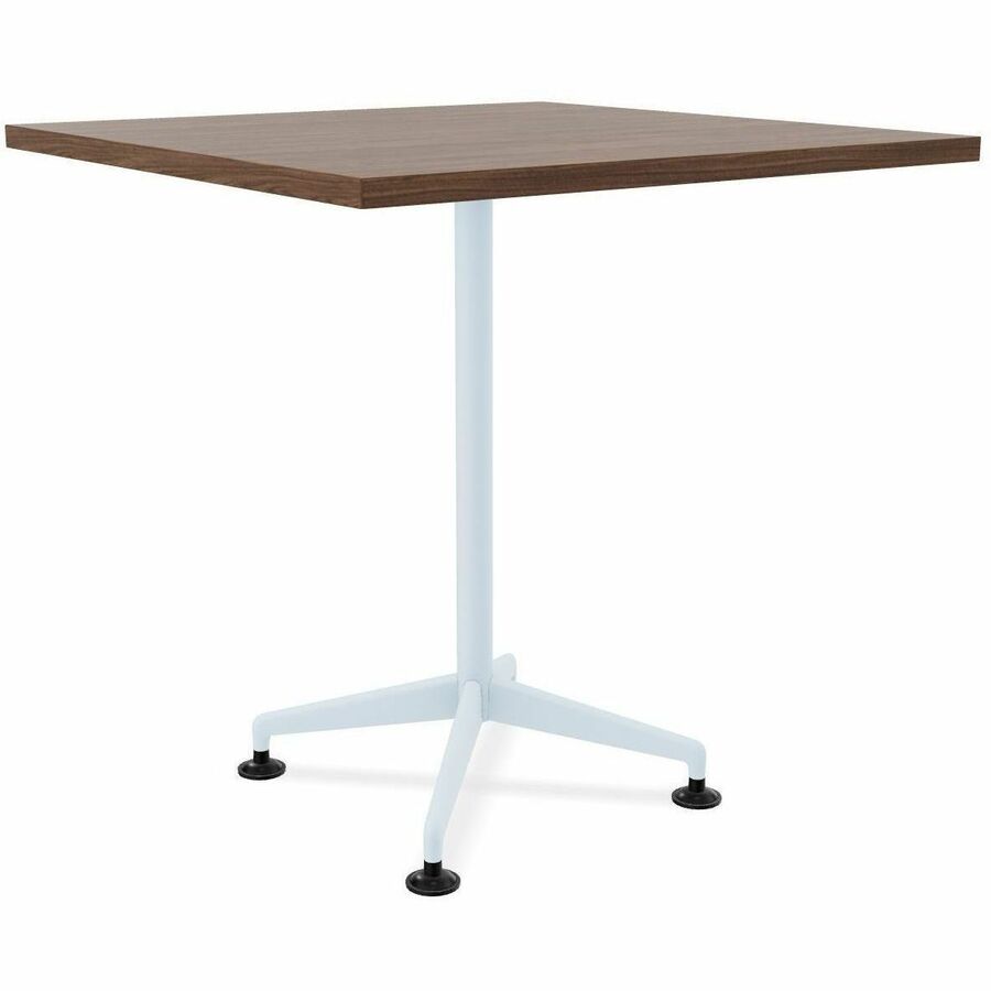 Special-T ZIA Series Hospitality Tables, Square 36"x36", 36" Height, Walnut High Pressure Laminate, Powder Coated X-Shaped Cast Aluminum/Steel Base, Mid-Century Modern Style, 8 per Bundle
