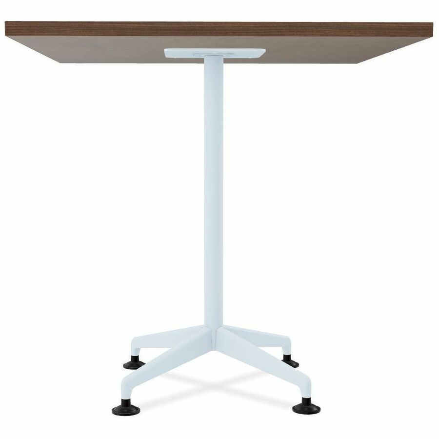 Special-T ZIA Series Hospitality Tables, Square 36"x36", 36" Height, Walnut High Pressure Laminate, Powder Coated X-Shaped Cast Aluminum/Steel Base, Mid-Century Modern Style, 8 per Bundle