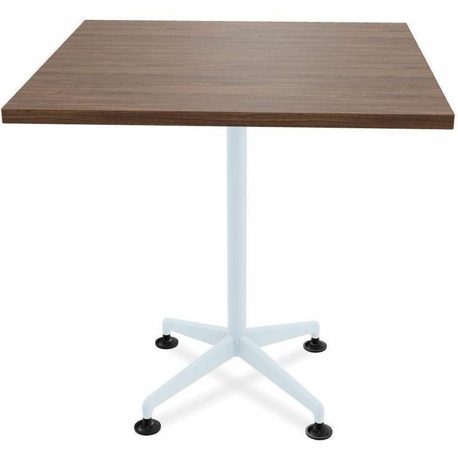 Special-T ZIA Series Hospitality Tables, Square 36"x36", 36" Height, Walnut High Pressure Laminate, Powder Coated X-Shaped Cast Aluminum/Steel Base, Mid-Century Modern Style, 8 per Bundle