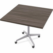 Special-T ZIA Series Hospitality Tables, Square 36"x36", 29" Height, Gray Driftwood HPL Top, Powder Coated X-Shaped Cast Aluminum/Steel Base, Mid-Century Modern Style, 6 Tables per Bundle