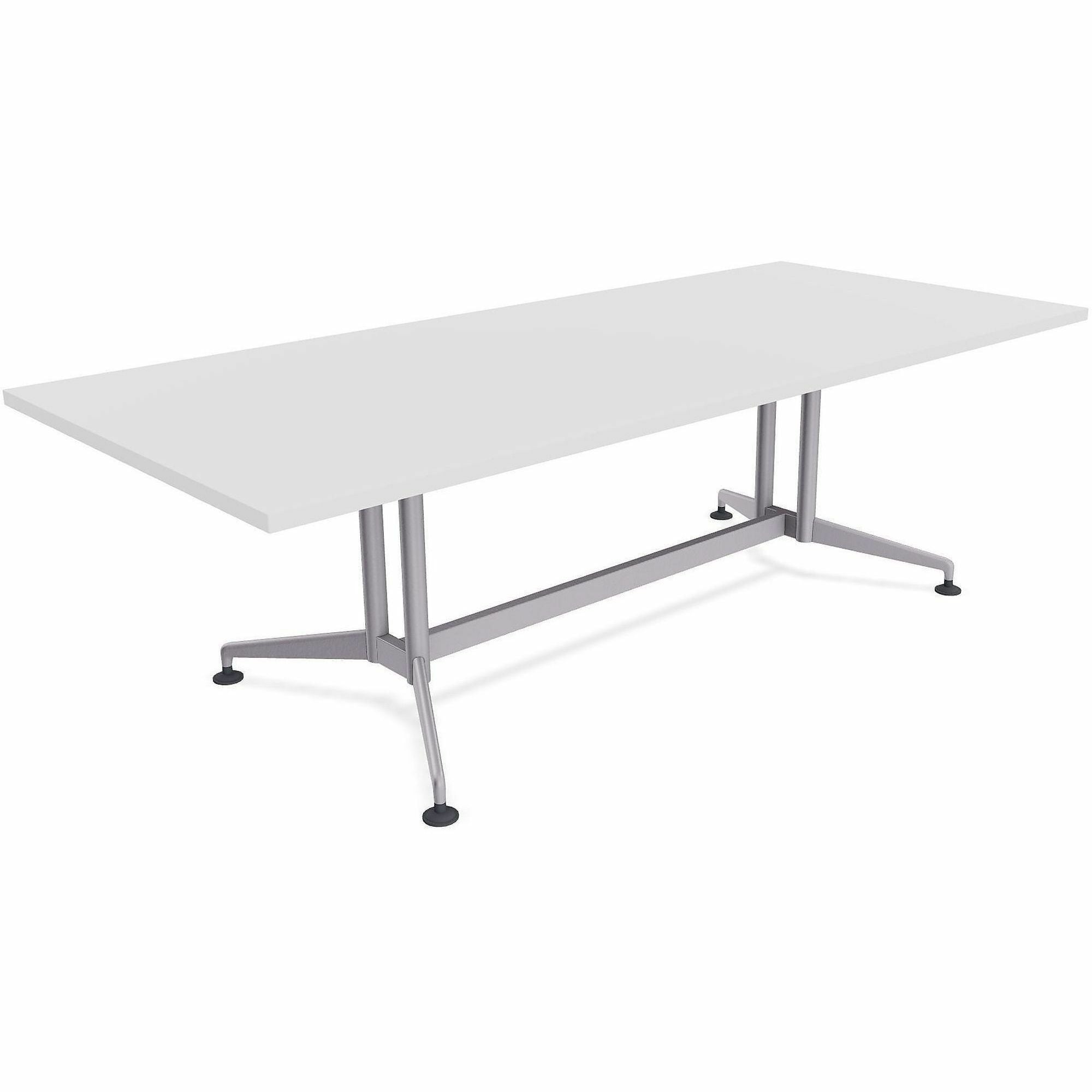 Special-T ZIA Series Conference Table, Rectangle, 96" x 48", White High Pressure Laminate, Powder Coated Double Column Cast Aluminum/Steel Base, 29" Height, 2 Tables per Bundle