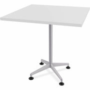 Special-T ZIA Series Hospitality Tables, Square 36"x36" White High Pressure Laminate Top, Powder Coated X-Shaped Cast Aluminum and Steel Base, Mid-Century Modern Style, 36" Height, 8 Tables per Bundle