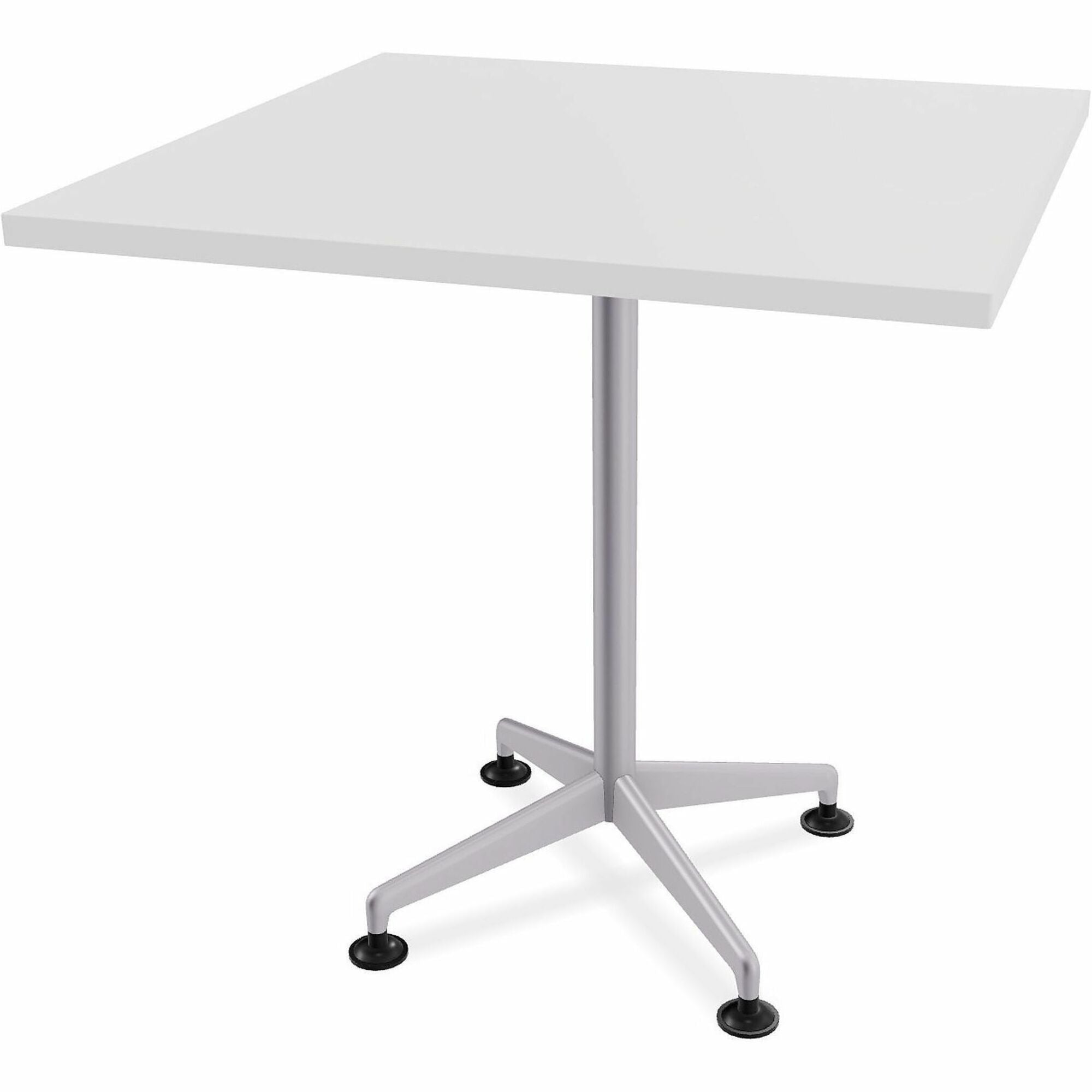 Special-T ZIA Series Hospitality Tables, Square 36"x36" White High Pressure Laminate Top, Powder Coated X-Shaped Cast Aluminum and Steel Base, Mid-Century Modern Style, 36" Height, 8 Tables per Bundle