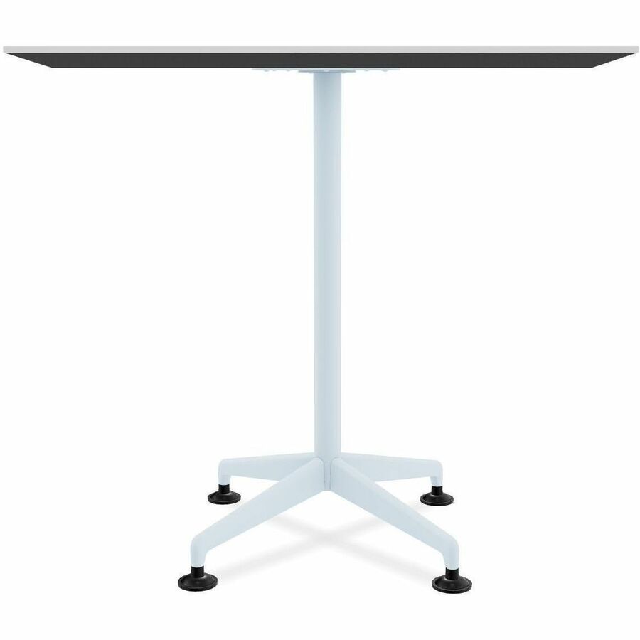 Special-T ZIA Series Hospitality Tables, Square 36"x36" White High Pressure Laminate Top, Powder Coated X-Shaped Cast Aluminum and Steel Base, Mid-Century Modern Style, 36" Height, 8 Tables per Bundle