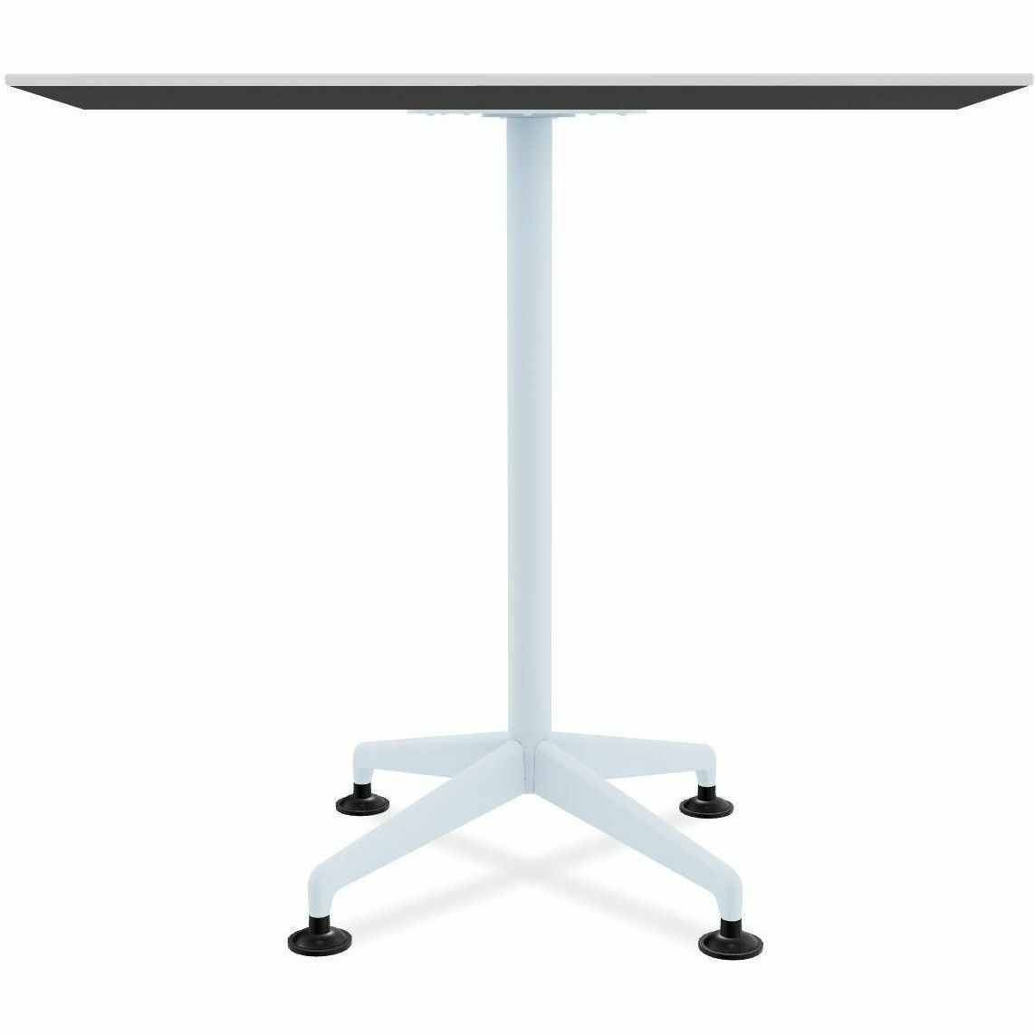Special-T ZIA Series Hospitality Tables, Square 36"x36" White High Pressure Laminate Top, Powder Coated X-Shaped Cast Aluminum and Steel Base, Mid-Century Modern Style, 36" Height, 8 Tables per Bundle
