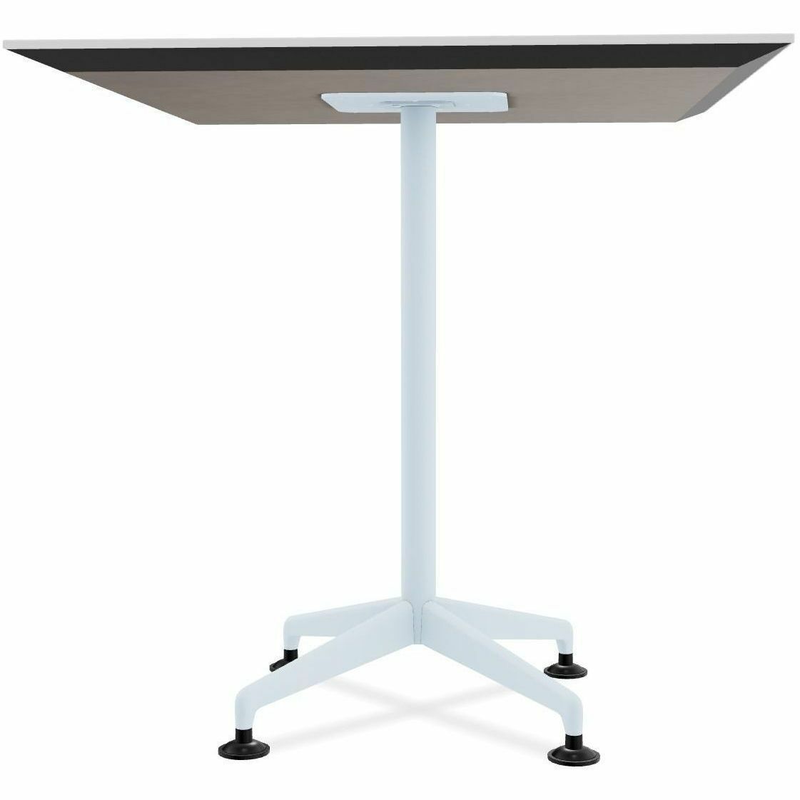 Special-T ZIA Series Hospitality Tables, Square 36"x36" White High Pressure Laminate Top, Powder Coated X-Shaped Cast Aluminum and Steel Base, Mid-Century Modern Style, 36" Height, 8 Tables per Bundle