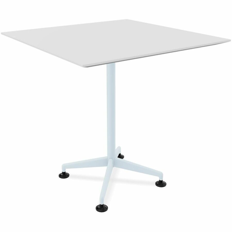 Special-T ZIA Series Hospitality Tables, Square 36"x36" White High Pressure Laminate Top, Powder Coated X-Shaped Cast Aluminum and Steel Base, Mid-Century Modern Style, 36" Height, 8 Tables per Bundle