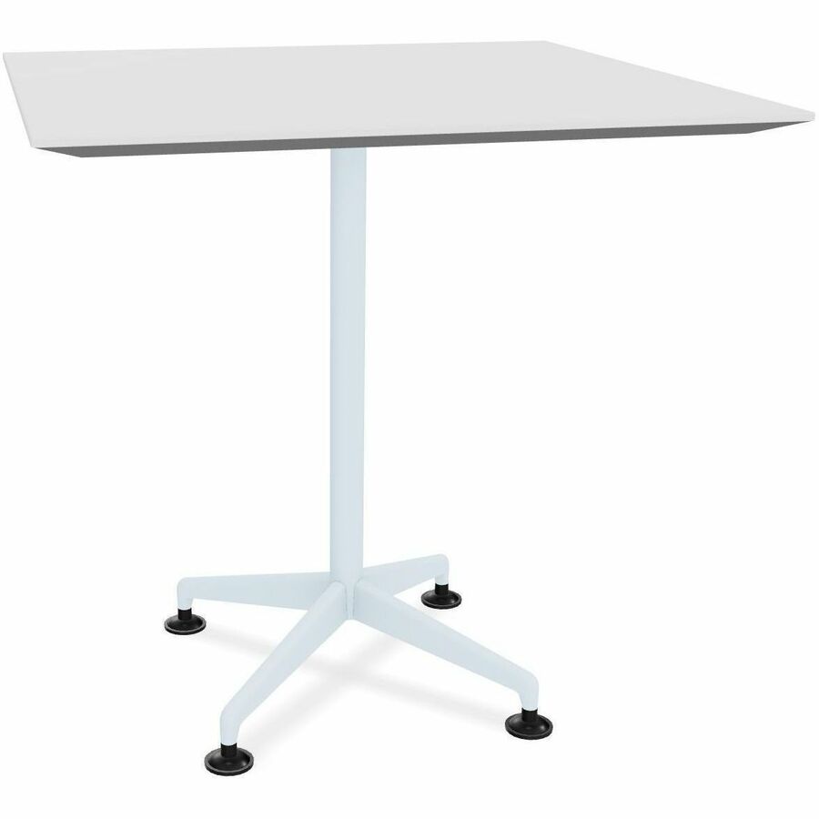 Special-T ZIA Series Hospitality Tables, Square 36"x36" White High Pressure Laminate Top, Powder Coated X-Shaped Cast Aluminum and Steel Base, Mid-Century Modern Style, 36" Height, 8 Tables per Bundle