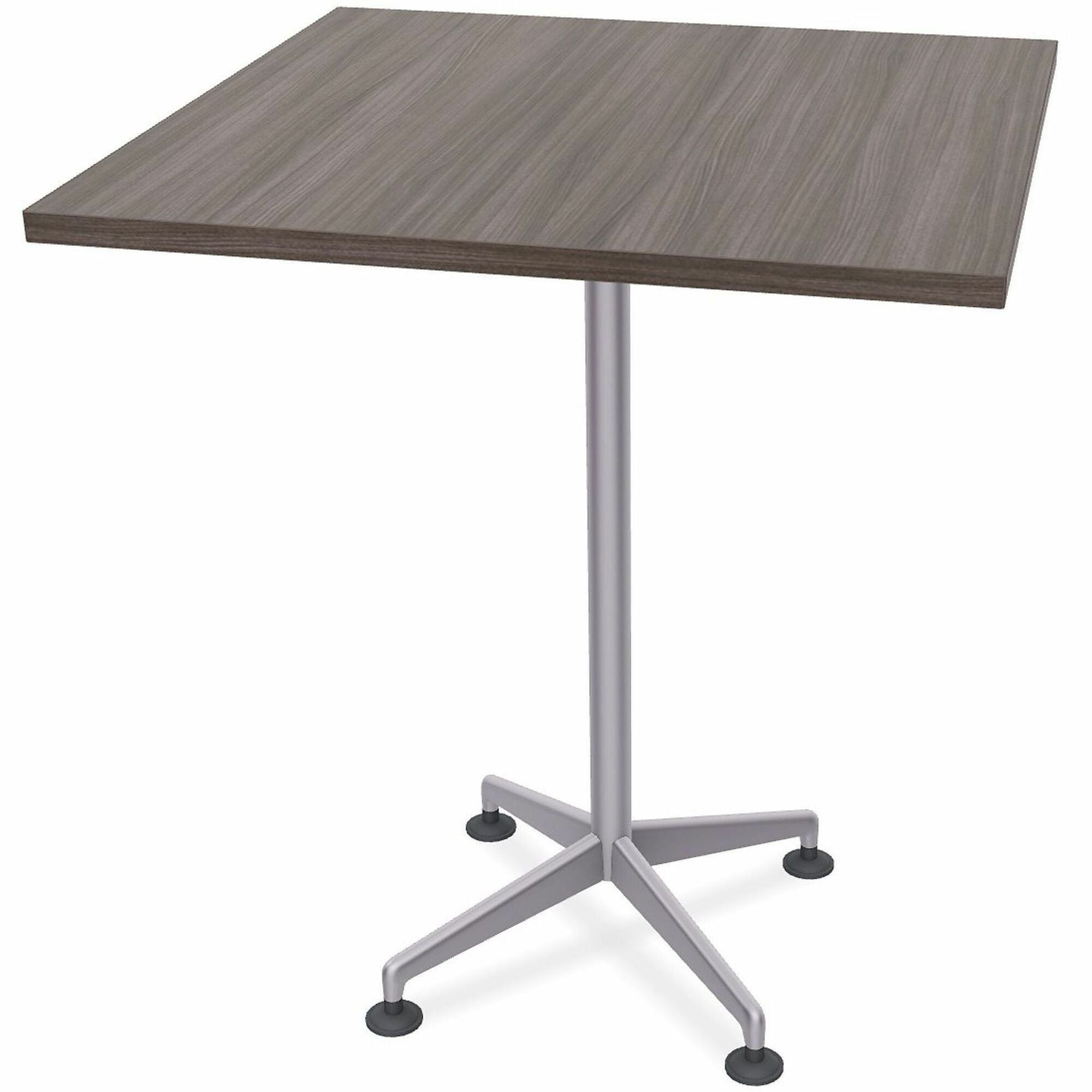 Special-T ZIA Series Hospitality Tables, Square 36"x36" Top, 42" Height, Mid-Century Modern, Gray Driftwood HPL, Powder Coated X-Shaped Cast Aluminum/Steel Base, 8 per Bundle