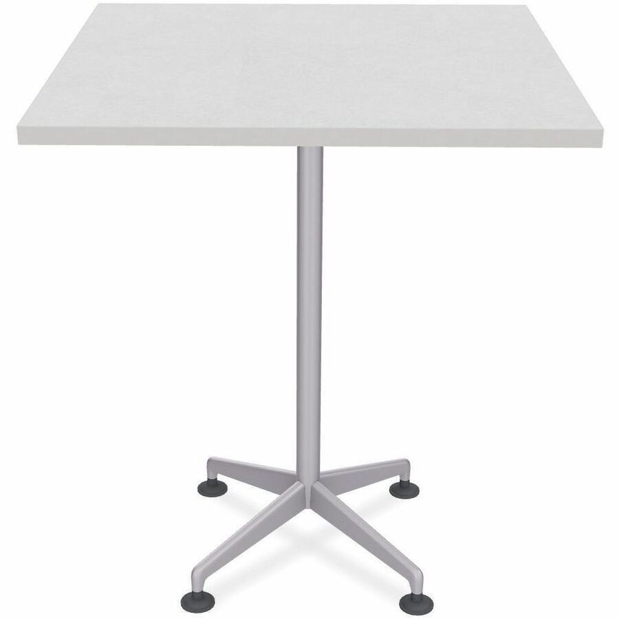 Special-T ZIA Series Hospitality Tables, Square 36"x36" Top, 42" Height, Mid-Century Modern, Gray Driftwood HPL, Powder Coated X-Shaped Cast Aluminum/Steel Base, 8 per Bundle