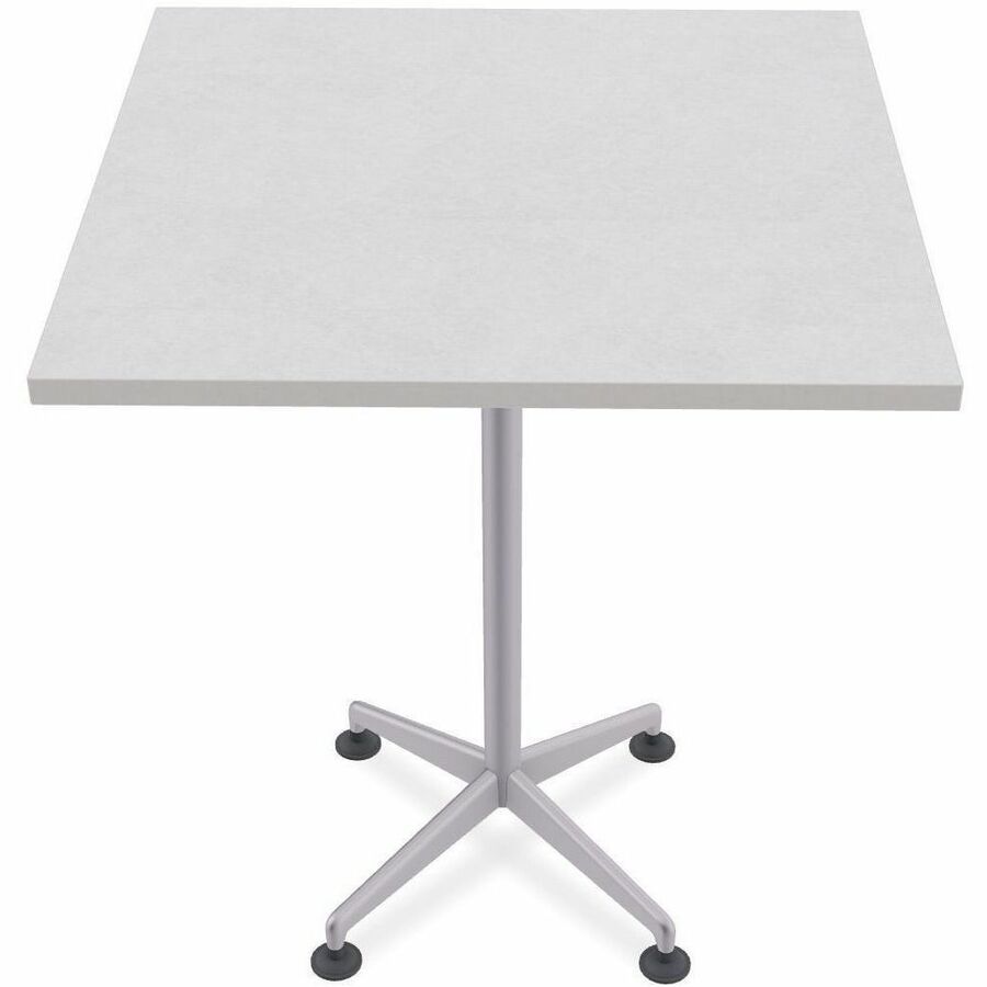 Special-T ZIA Series Hospitality Tables, Square 36"x36" Top, 42" Height, Mid-Century Modern, Gray Driftwood HPL, Powder Coated X-Shaped Cast Aluminum/Steel Base, 8 per Bundle