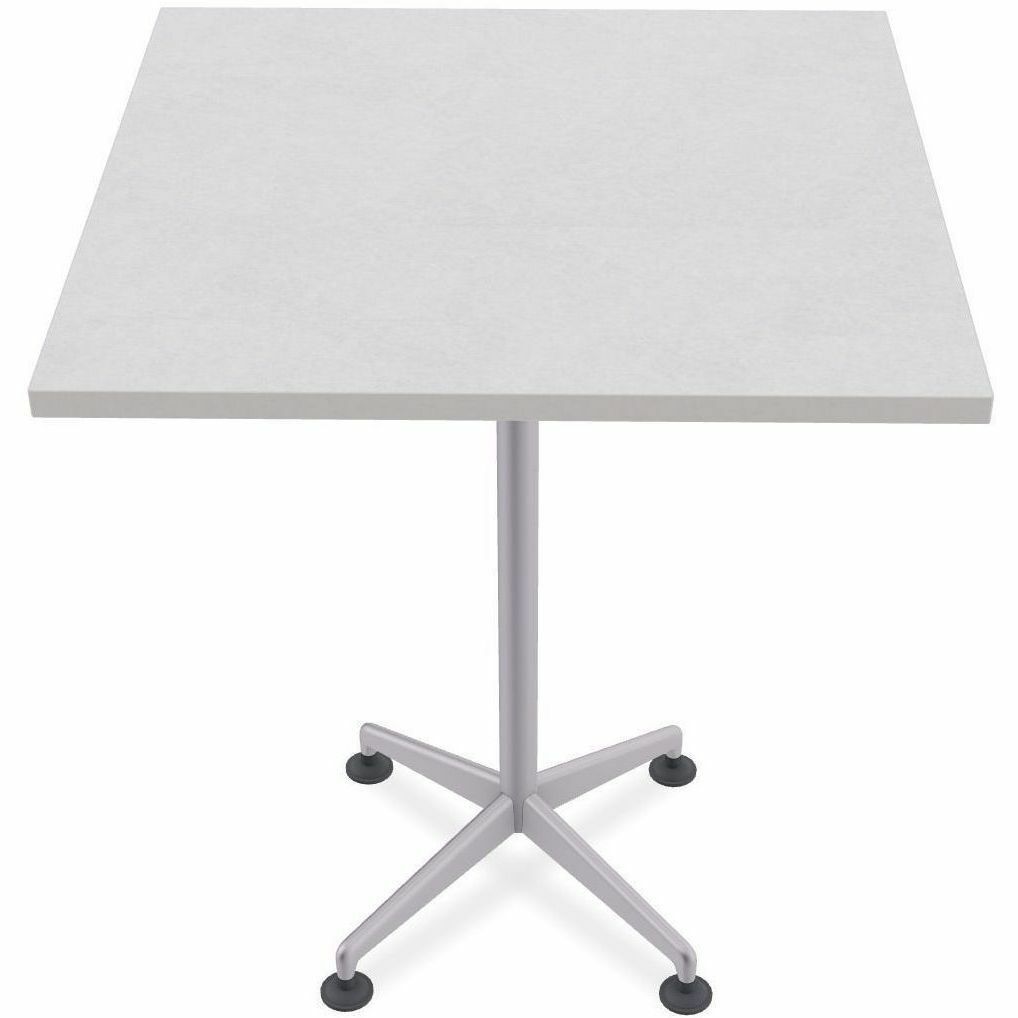 Special-T ZIA Series Hospitality Tables, Square 36"x36" Top, 42" Height, Mid-Century Modern, Gray Driftwood HPL, Powder Coated X-Shaped Cast Aluminum/Steel Base, 8 per Bundle
