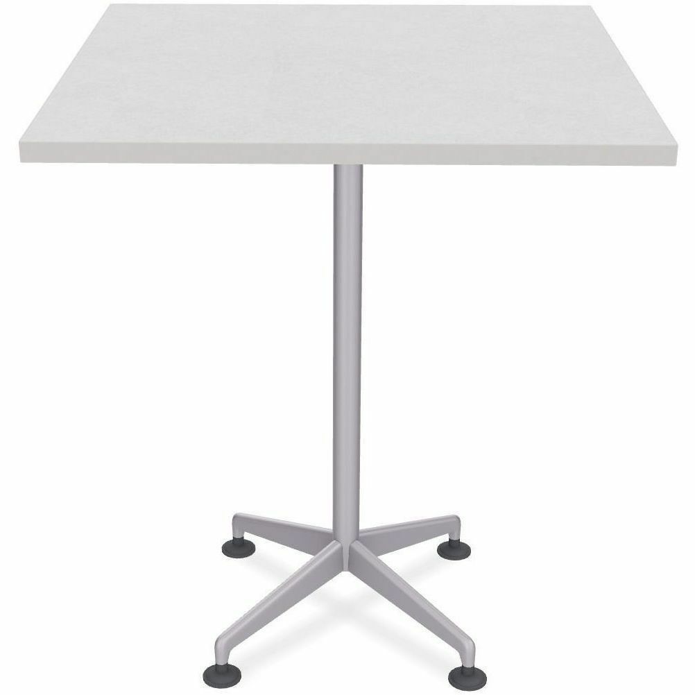 Special-T ZIA Series Hospitality Tables, Square 36"x36" Top, 42" Height, Mid-Century Modern, Gray Driftwood HPL, Powder Coated X-Shaped Cast Aluminum/Steel Base, 8 per Bundle