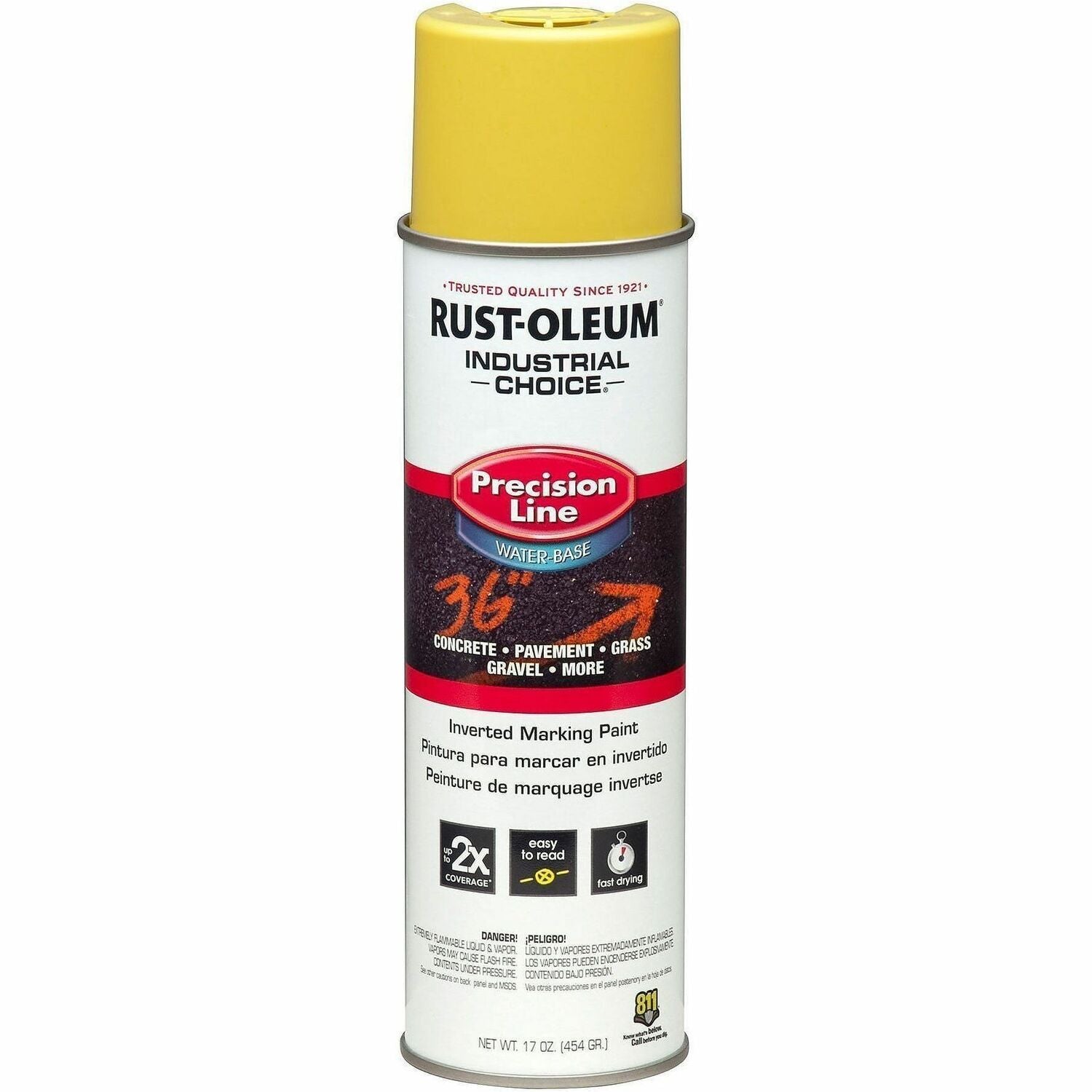 Industrial Choice White M1800 Marking Paint Spray - Aerosol - High Visibility Yellow - 1.06 lb - 12 / Carton
