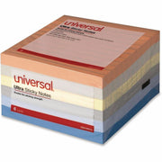 Universal Note Pad - 600 x Assorted - 4" Flag/Note Width x 4" Flag/Note Length - Square - 100 Sheets per Pad - Ruled - Gray, Yellow, Blue Aura, Circular Gray, Peach, Tranquil Blue - Paperboard - Self-stick, Adhesive, Sticky - 6 Pads/Pack - 1 Pack