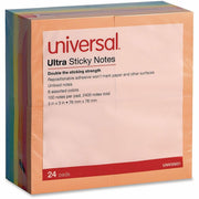 Universal Note Pad - 2400 x Assorted - Square - 100 Sheets per Pad - Ruled - Gray, Yellow, Blue Aura, Circular Gray, Tranquil Blue, Peach - Paper - Self-stick, Adhesive, Sticky - 24 /PadsPack - 1 Pack