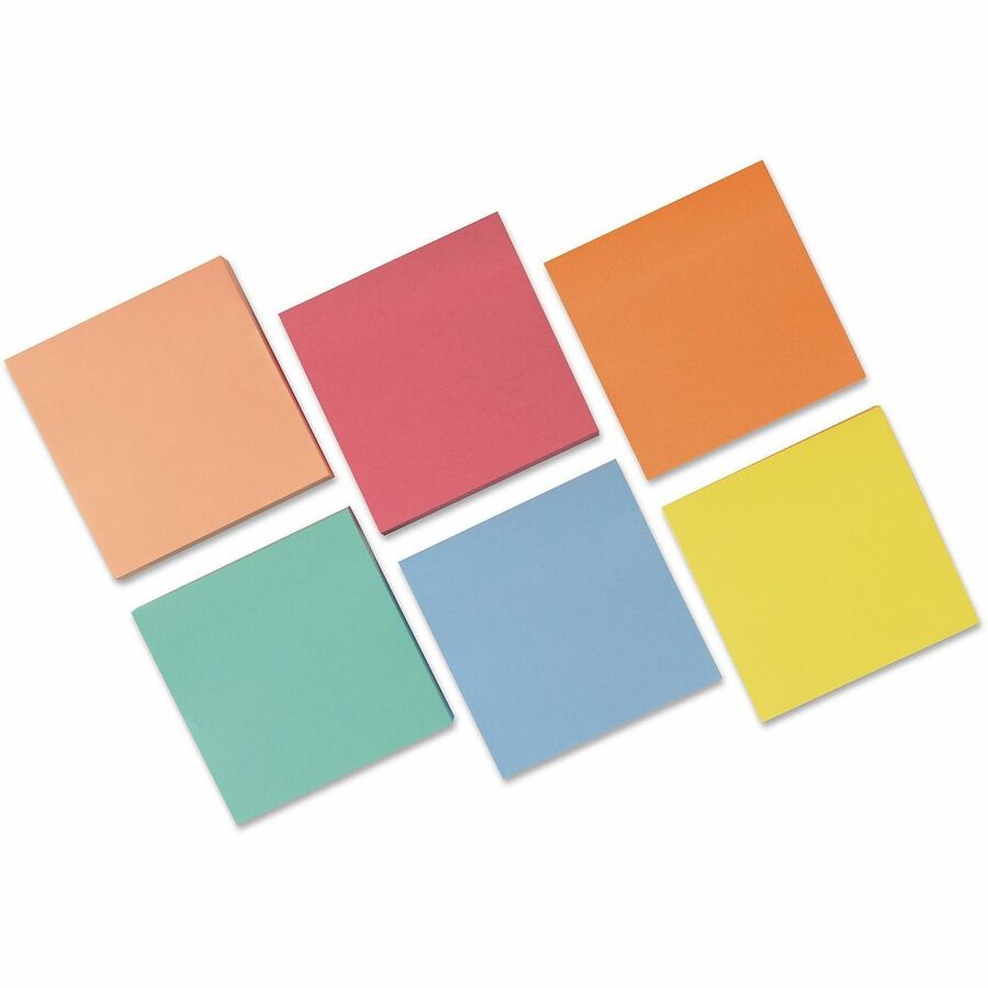 Universal Note Pad - 2400 x Assorted - Square - 100 Sheets per Pad - Ruled - Gray, Yellow, Blue Aura, Circular Gray, Tranquil Blue, Peach - Paper - Self-stick, Adhesive, Sticky - 24 /PadsPack - 1 Pack
