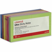 Universal Note Pad - 1200 x Assorted - Square - 100 Sheets per Pad - Ruled - Gray, Yellow, Blue Aura, Circular Gray, Tranquil Blue, Peach - Paper - Self-stick, Adhesive, Sticky - 12 /PadsPack - 1 Pack