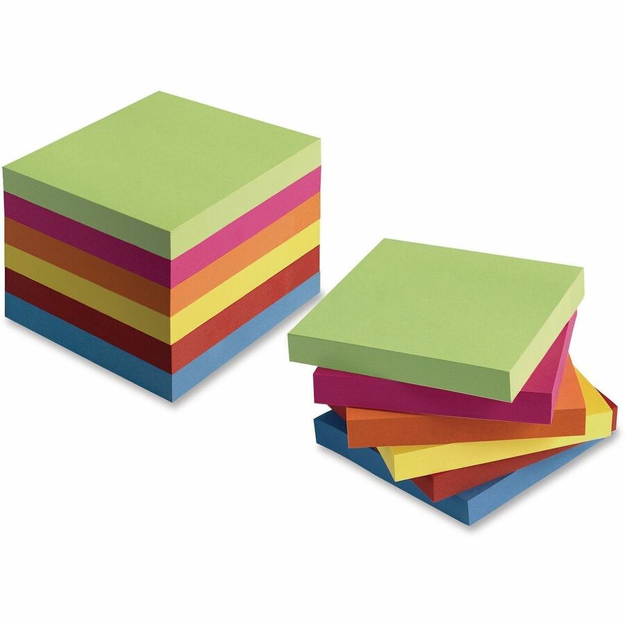 Universal Note Pad - 1200 x Assorted - Square - 100 Sheets per Pad - Ruled - Gray, Yellow, Blue Aura, Circular Gray, Tranquil Blue, Peach - Paper - Self-stick, Adhesive, Sticky - 12 /PadsPack - 1 Pack